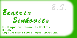 beatrix sinkovits business card